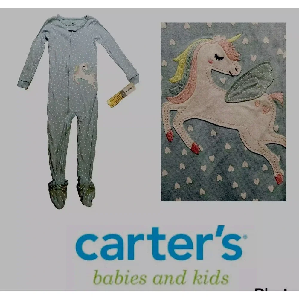 Carter's NEW - Unicorn Cotton Pajama PJs 1 pc Toddler Girl's 4T Sleeper Footie